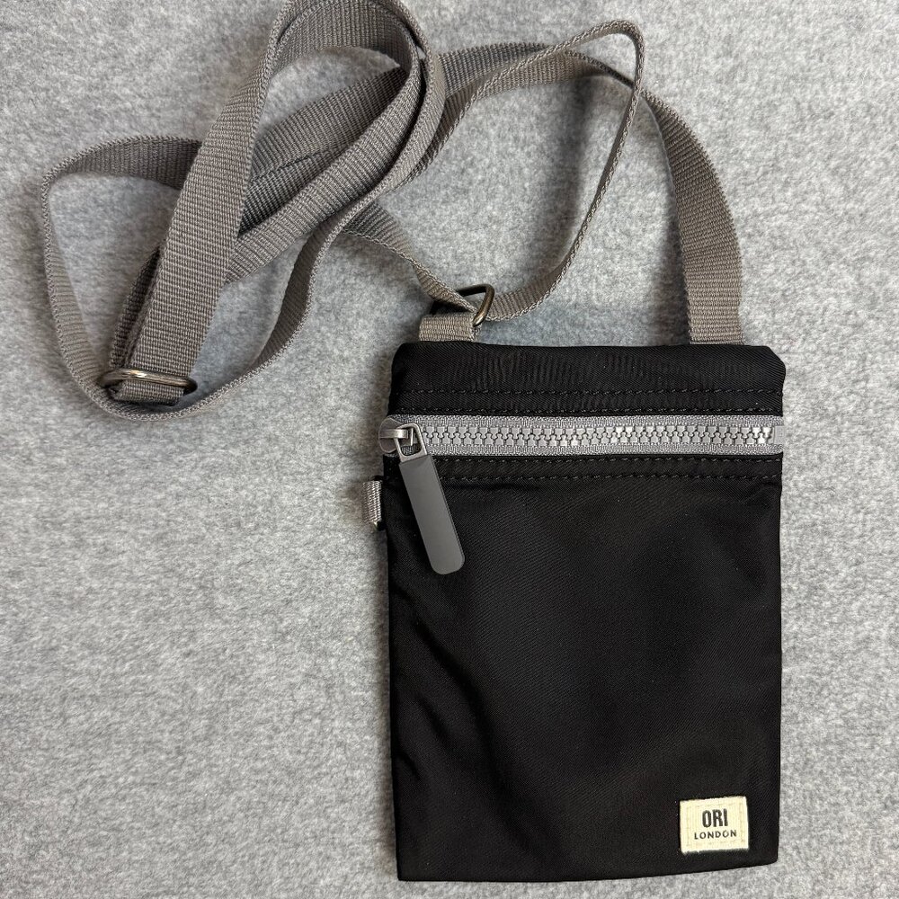 ORI LONDON Black Recycled and Repurposed nylon crossbody bag. NWOT.